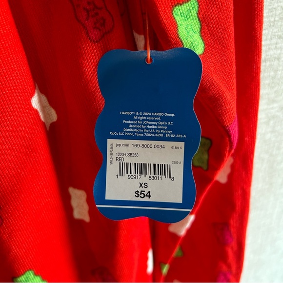 NWT XS JCPenny Haribo Red Gummy Bear Christmas Pajama Set - Picture 5 of 12